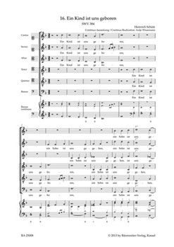 Ein Kind ist uns geboren SWV 384 -Motet- (No. 16 from "Geistliche Chor-Music") by Schutz Heinrich for SSATTB and continuo