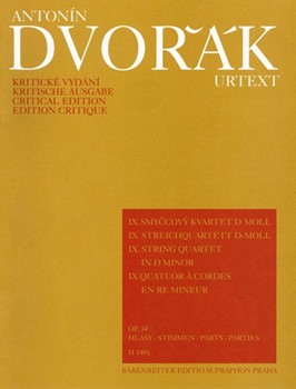 String Quartet Nr. 9 d-Moll op. 34 by Dvorak Antonin for 2V/Va/Vc