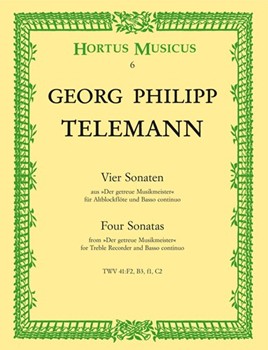 vier Sonatas for Treble Recorder and Basso continuo (from "Der getreue Musikmeister") by Telemann Georg Philipp for Recorder-A