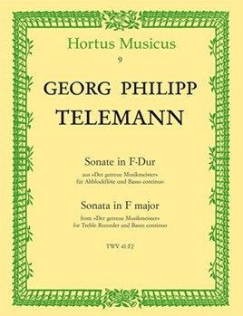 Sonate fur Altblockflote und Basso continuo F-Dur TWV 41:F2 (aus "Der getreue Musikmeister") by Telemann Georg Philipp for Recorder-A