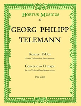 Concerto In D Major by Telemann Georg Philipp - Engel Hans - for Violin Quartet