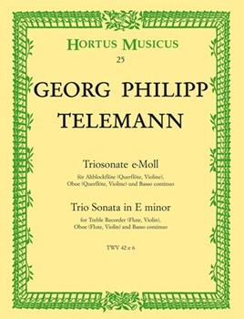 Triosonate fur Altblockflote (Flute Violine) Oboe (Flute Violine) und Basso continuo e-Moll TWV 4 by Telemann Georg Philipp for Recorder-A