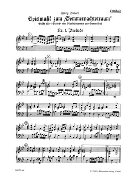 Spielmusik zum Sommernachtstraum fur Streicher (statt Viola auch Violine III) und Basso continuo/ Bl by Purcell Henry for