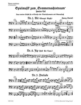 Spielmusik zum Sommernachtstraum fur Streicher (statt Viola auch Violine III) und Basso continuo/ Bl by Purcell Henry for