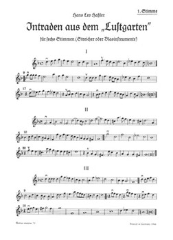 Intraden (aus dem "Lustgarten") by Hassler Hans Leo for