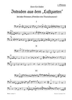 Intraden (aus dem "Lustgarten") by Hassler Hans Leo for