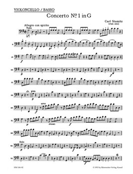 Konzert fur Violoncello und Orchester Nr. 1 G-Dur by Stamitz Carl for