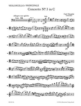 Konzert fur Violoncello und Orchester Nr. 3 C-Dur by Stamitz Carl for