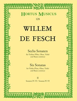 sechs Sonaten fur Violine (Flote Oboe Viola Alt-Viola da gamba) und Basso continuo -Sonaten G-dur by de Fesch Willem for V/Bc