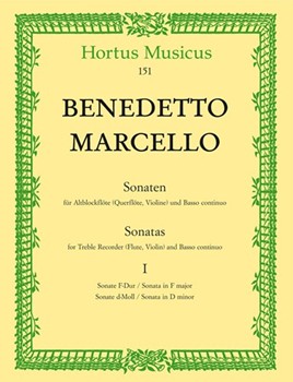 6 Sonatas For Treble Recorder by Marcello Benedetto for Soprano Re