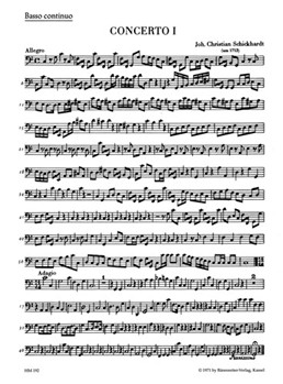 sechs Konzerte fur 4 Altblockfote und Basso continuo -Konzerte C-dur d-moll und G-dur- (Heft 1) by Schickhardt Johann Christian for