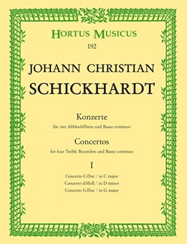 sechs Konzerte fur 4 Altblockfote und Basso continuo (Heft 1) by Schickhardt Johann Christian for 4Recorder-