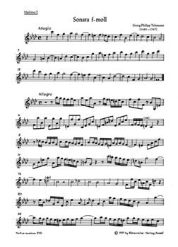 Sonate fur 2 Violinen 2 Violen Violoncello und Basso continuo f-Moll TWV 44:32 -Sextett- by Telemann Georg Philipp for