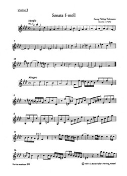 Sonate fur 2 Violinen 2 Violen Violoncello und Basso continuo f-Moll TWV 44:32 -Sextett- by Telemann Georg Philipp for