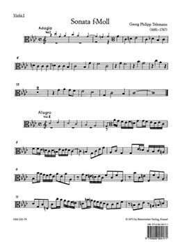 Sonate fur 2 Violinen 2 Violen Violoncello und Basso continuo f-Moll TWV 44:32 -Sextett- by Telemann Georg Philipp for