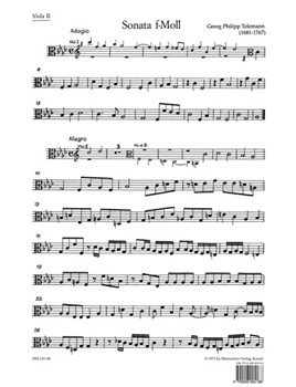 Sonate fur 2 Violinen 2 Violen Violoncello und Basso continuo f-Moll TWV 44:32 -Sextett- by Telemann Georg Philipp for