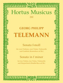 Sonate fur 2 Violinen 2 Violen Violoncello und Basso continuo f-Moll TWV 44:32 -Sextett- by Telemann Georg Philipp for 2V/2Va/Vc/