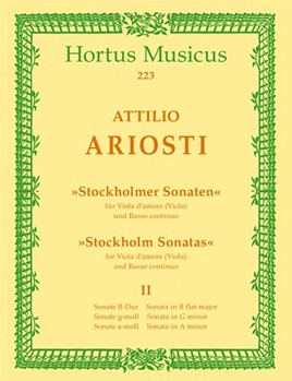 six Sonatas "Stockholmer Sonatas" Volume 2 for Viola (Viola d'amore) and Bc B-flat major G minor A by Ariosti Attilio for Va-dam/Va/