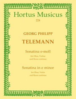 Sonatina fur Oboe Violine (Diskantgambe) und Basso continuo e-Moll TWV 42:e5 by Telemann Georg Philipp for Ob/V/Bc