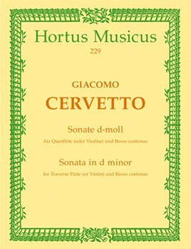 Sonate fur Flote (Violine) und Basso continuo d-Moll op. 3/6 by Cervetto Giacobbe for Flute and Piano