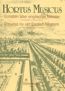Sonaten alter englischer Meister fur Altblockflote und Basso continuo (Heft 3) by for Recorder-A