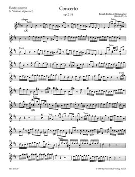 Concerto fur 2 Soloinstrumente (Flote Violine - Flote Oboe - 2 Floten) 3 Violinen und Basso conti by Boismortier Joseph Bodin de for