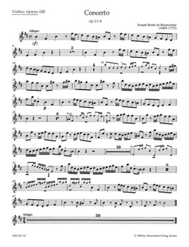Concerto fur 2 Soloinstrumente (Flote Violine - Flote Oboe - 2 Floten) 3 Violinen und Basso conti by Boismortier Joseph Bodin de for