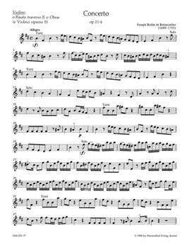 Concerto fur 2 Soloinstrumente (Flote Violine - Flote Oboe - 2 Floten) 3 Violinen und Basso conti by Boismortier Joseph Bodin de for