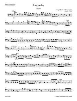 Concerto fur 2 Soloinstrumente (Flote Violine - Flote Oboe - 2 Floten) 3 Violinen und Basso conti by Boismortier Joseph Bodin de for