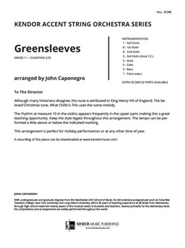 Greensleeves by Traditional - Caponegro John - for Full Score