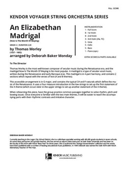 Elizabethan Madrigal, An (Now Is The Month Of Maying) (Full Score) (Now Is The Month Of Maying)