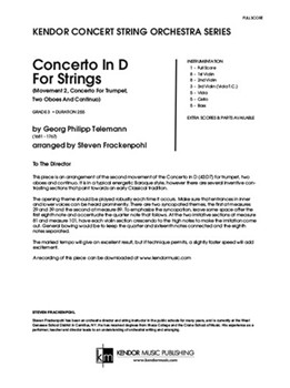 Concerto In D For Strings (Movement 2, Concerto For Trumpet, Two Oboes And Continuo) (Full Score) (Movement 2, Concerto For Trumpet, Two Oboes And Continuo)