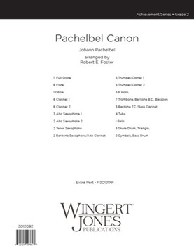 Pachelbel Canon by Pachelbel Johann - Foster Robert E - for Full Score