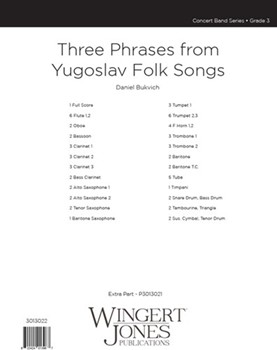 Three Phrases From Yugoslav Folk Songs - Full Score