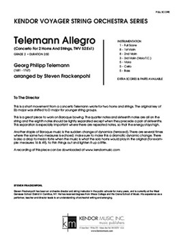 Telemann Allegro (Concerto For 2 Horns And Strings, TWV 52:Es1) (Full Score) (Concerto For 2 Horns And Strings, TWV 52:Es1)