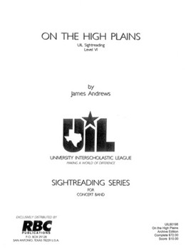 On The High Plains (1998) by Andrews James for Concert Band